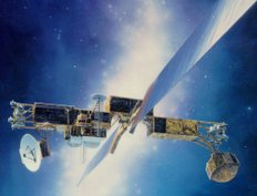 Satelliet met een achtergrond van sterren