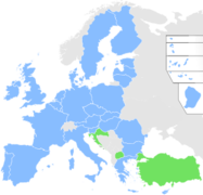 Europes Unie met weergave kandidaadlidstaten
