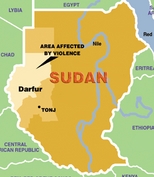 Kaart van Soedan en de regio Darfur