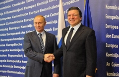 Russische premier Poetin en Commissievoorzitter Barroso