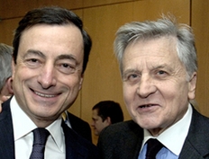 Mario Draghi en Jean-Claude Trichet