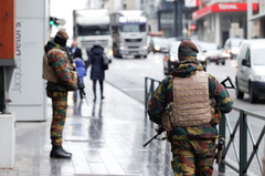 Militairen op straat in Brussel