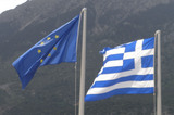 Europese en Griekse vlaggen