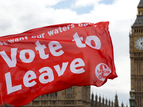 Vlag naast Big Ben: Vote to Leave