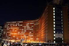 Berlaymont building illuminated in orange for the UN's 'Orange the world: End violence against women and girls' Campaign
