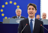 Justin Trudeau in het Europees Parlement
