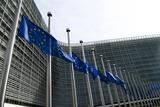 European flags at half-mast in front of the Berlaymont building