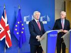 David Davis, on the left, and Michel Barnier during the Opening session