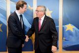 Sebastian Kurz, on the left, and Jean-Claude Juncker