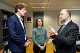 Paul Tang, Virginia López Calvo, Member of WeMove.EU, and Pierre Moscovici (from left to ...