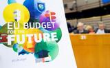 Wit bord met de tekst "EU Budget for the future"