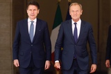Giuseppe Conte en Donald Tusk in Italië