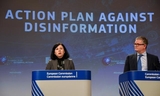 Vĕra Jourová, on the left, and Julian King