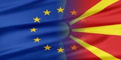 Vlag van EU en Noord-MacedoniÃ«