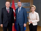 Recep Tayyip Erdogan, Charles Michel en Ursula von der Leyen