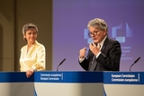 Margrethe Vestager, on the left, and Thierry Breton