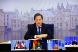 Mark Rutte tijdens videoconferentie van de Europese Raad