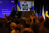 Volodymyr ZELENSKY tijdens de internationale donorconferentie voor Oekraïne