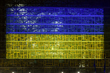 Gebouw van de Raad van de EU met Oekraïense vlag