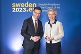 Ulf Kristersson, on the left, and Ursula von der Leyen